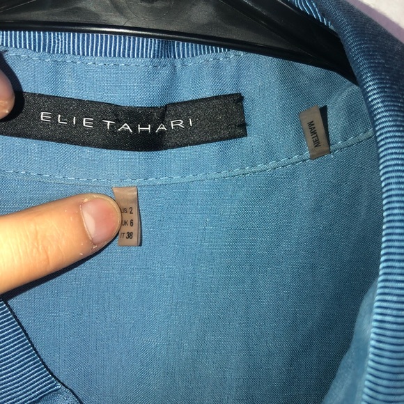 Elie Tahari Blue Button dress collar long Sleeve 2 - Picture 2 of 5